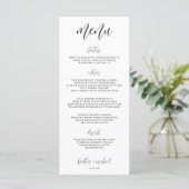 Elegantes Modern Fun Wedding Menu | 4 x 9 | Schwar Menükarte (Stehend Vorderseite)