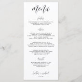 Elegantes Modern Fun Wedding Menu | 4 x 9 | Schwar Menükarte (Vorderseite)