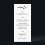 Elegantes Modern Fun Wedding Menu | 4 x 9 | Schwar Menükarte<br><div class="desc">Dieses Hochzeitsmenü ist elegant,  lustig und einfach. Es ist perfekt für fast jedes Hochzeitsthema. Es enthält das Wortmenü in einer modernen Kalligraphie.</div>