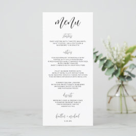Elegantes Modern Fun Wedding Menu | 4 x 9 | Schwar Menükarte