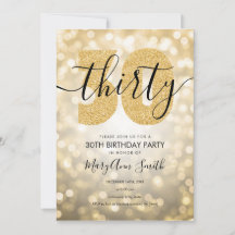 Elegantes Modern Gold 30. Geburtstag Party