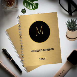 Elegantes Modern Gold Black Beruflich Monogram Notizblock