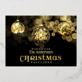 Elegantes Modern Gold Black Family Weihnachten Par Folieneinladung (Vorderseite)