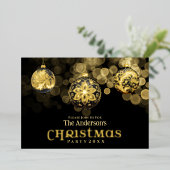 Elegantes Modern Gold Black Family Weihnachten Par Folieneinladung (Stehend vorne)