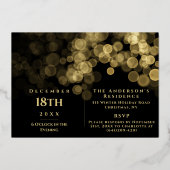 Elegantes Modern Gold Black Family Weihnachten Par Folieneinladung (Rückseite)