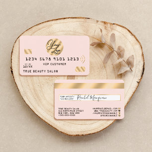 Elegantes Modern Gold Blush Pink Kreditkarte Logo Visitenkarte