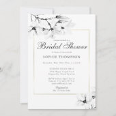 Elegantes Modern Gold Class Magnolia Brautparty Einladung (Vorderseite)