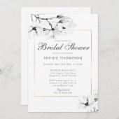 Elegantes Modern Gold Class Magnolia Brautparty Einladung (Vorne/Hinten)