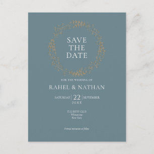 Elegantes Modern Gold Floral Garland Save the Date Ankündigungspostkarte