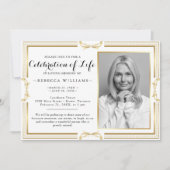 Elegantes Modern Gold Foto Feier des Lebens Einladung (Vorderseite)