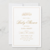 Elegantes Modern Gold Frame Muslim Baby Shower Par Einladung (Vorderseite)