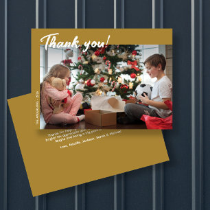 Elegantes Modern Gold Holiday Foto Dankeskarte