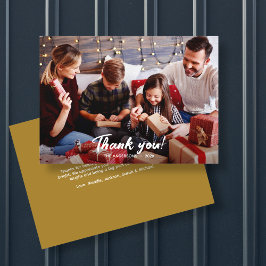 Elegantes Modern Gold Holiday Foto Dankeskarte