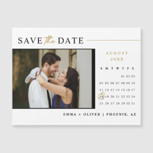 Elegantes Modern Gold Save the Date Kalender Magne Magnetkarte
