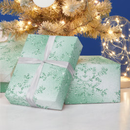 Elegantes Modern Green Christmas Snowflake Muster Geschenkpapier