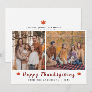 Elegantes Modern Happy Thanksgiving Herbst 2 Foto Feiertagskarte