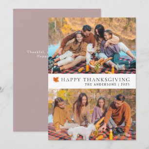 Elegantes Modern Happy Thanksgiving Herbst 2 Foto Feiertagskarte