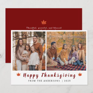 Elegantes Modern Happy Thanksgiving Herbst 2 Foto Feiertagskarte