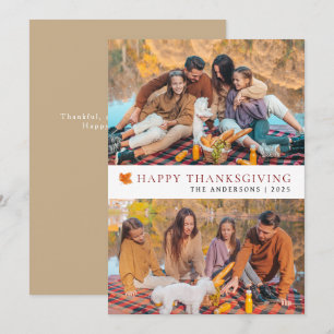 Elegantes Modern Happy Thanksgiving Herbst 2 Foto Feiertagskarte