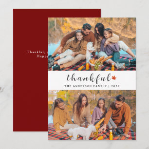 Elegantes Modern Happy Thanksgiving Herbst 2 Foto Feiertagskarte