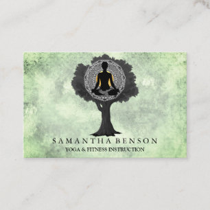 Elegantes Modern Mandala Yoga Pose Tree Logo Visitenkarte