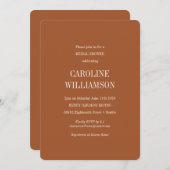 Elegantes Modern Minimalistisches Terracotta-Braut Einladung (Vorne/Hinten)