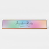 Elegantes Modern Modern Rose Gold Rainbow Colors T Schreibtischnamensplakette (Vorderseite )