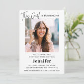 Elegantes Modern Pink Foto 46. Geburtstag Einladung (Stehend Vorderseite)