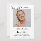 Elegantes Modern Pink Foto 67. Geburtstag Einladung (Vorderseite)