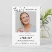 Elegantes Modern Pink Foto 67. Geburtstag Einladung (Stehend Vorderseite)
