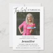 Elegantes Modern Pink Foto 81. Geburtstag Einladung (Vorderseite)