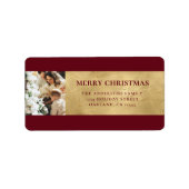 Elegantes Modern Red and Imitats Gold Weihnachts-F Adressaufkleber (Vorne)