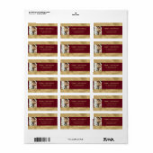 Elegantes Modern Red & Imitats Gold Weihnachten Fo Adressaufkleber (Vorne)