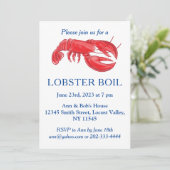 Elegantes Modern Red Lobster Boil Party Einladung (Stehend Vorderseite)