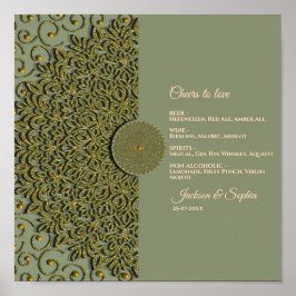 Elegantes Modern Sage Green & Gold Klassik-Zeichen Poster