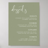 Elegantes Modern Sage Green Wedding Dessert Bar Poster (Vorne)