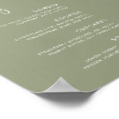 Elegantes Modern Sage Green Wedding Dessert Bar Poster (Ecke)