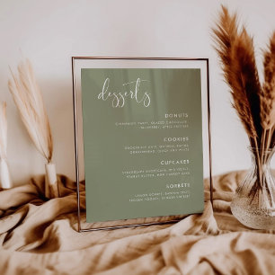 Elegantes Modern Sage Green Wedding Dessert Bar Poster
