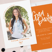 Elegantes Modern Script Arch Foto Orange Grad Part Einladung
