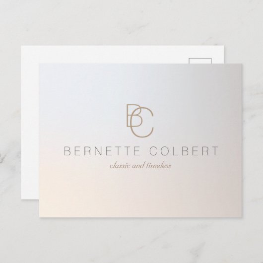 Elegantes Modern Two Initial Monogram Beruflich 2 Postkarte (Vorne/Hinten)