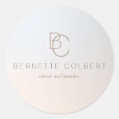 Elegantes Modern Two Initial Monogram Beruflich 2 Runder Aufkleber (Vorderseite)