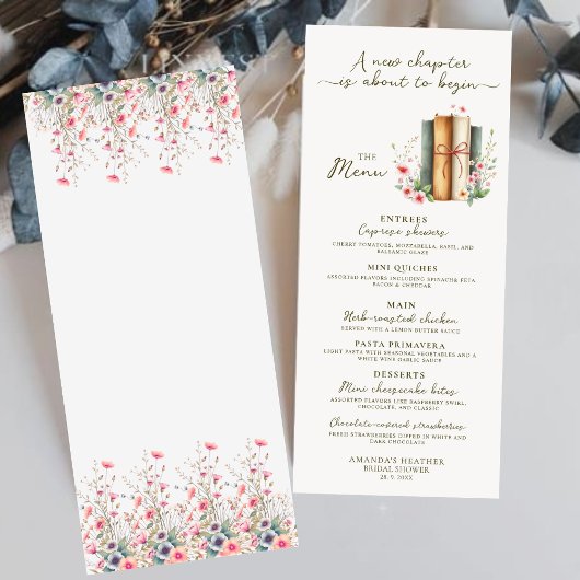 Elegantes Modern Watercolor Storybook Brautparty Menükarte