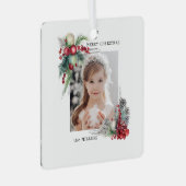 Elegantes Modern Watercolor Weihnachten Foto Ornament Aus Metall (Vorderseite Rechts)