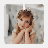 Elegantes Modern Watercolor Weihnachten Foto Ornament Aus Metall (Rückseite)