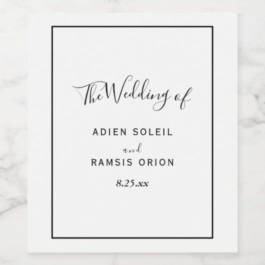 Elegantes Modern Wedding Wine Label Weinetikett (Einzelnes Label)