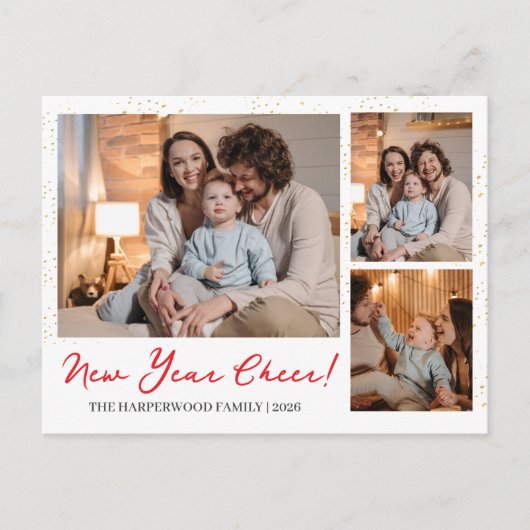 Elegantes modernes 3-jähriges Foto Feiertagspostkarte (Vorderseite)