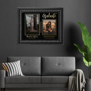 Elegantes modernes Absolventenskript-Text Zwei-Fot Foliendrucke