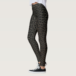 Elegantes modernes Abstraktes Gold Basket Weave Mu Leggings