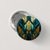 Elegantes modernes abstraktes Gold Teal Geometrisc Button (Vorne & Hinten)