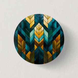 Elegantes modernes abstraktes Gold Teal Geometrisc Button